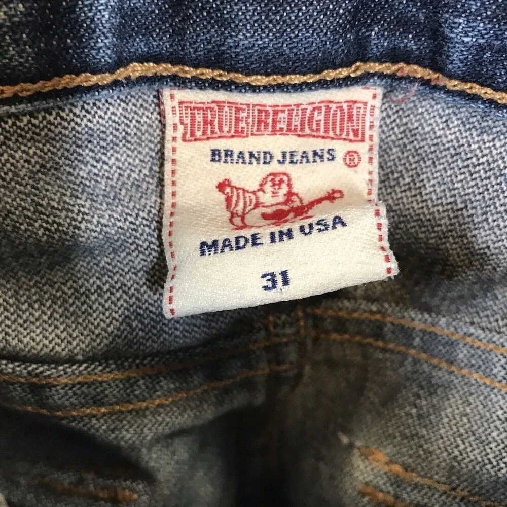 True Religion Ricky Bootcut Button Fly Flap Pockets Men's Size 31x34 Denim Jeans